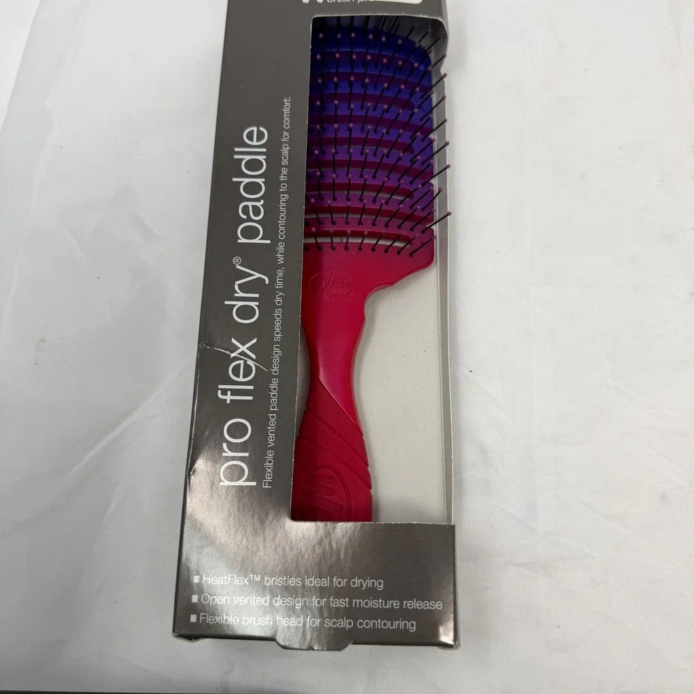 Wet Brush Pro Flex Dry Paddle Pink Purple Ombre Vented Hair Brush HeatFlex NEW